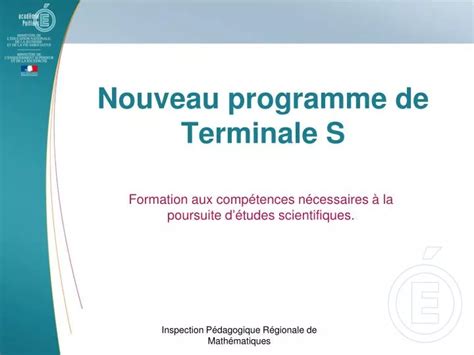 Ppt Nouveau Programme De Terminale S Powerpoint Presentation Free