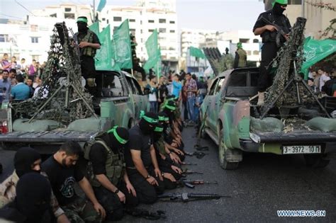 Militants Of Al Qassam Brigade Take Part In Military Parade In Gaza Global Times