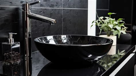 Premium Photo | Dark Elegance Black Bathroom Vanity on Marble