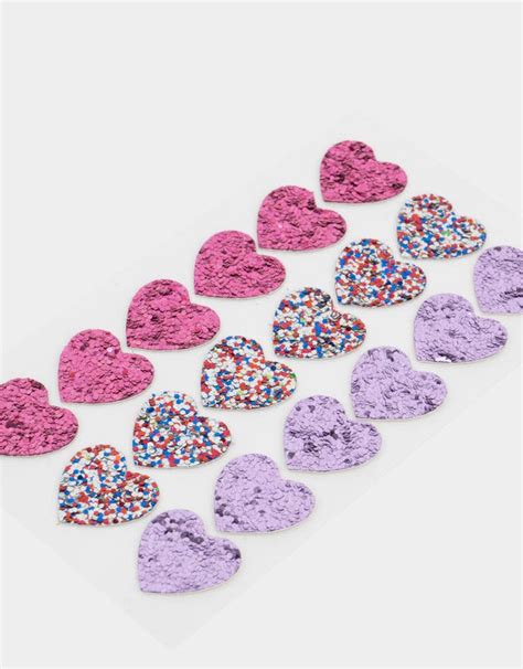 Stickers De Corazones Con Glitter