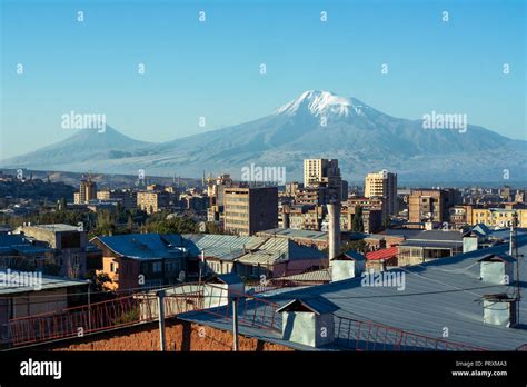 Mount Ararat As Viewed Across The Roof Tops Of The Yerevan The Capitol