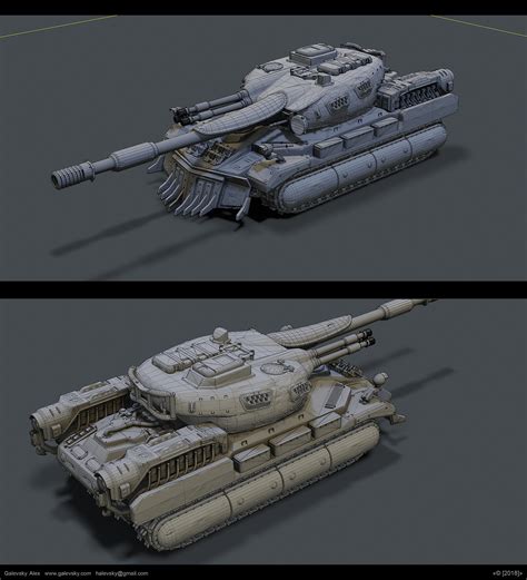 Alexander Galevskyi - Art Lead Portfolio - Dieselpunk Tank 3D concept-model