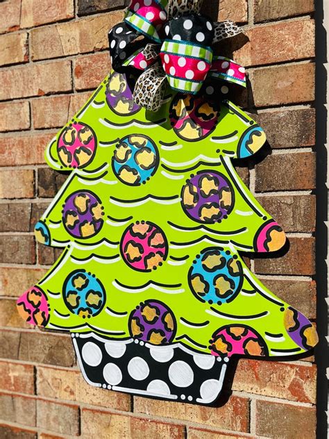 Whimsical Christmas Tree Door Hanger Etsy