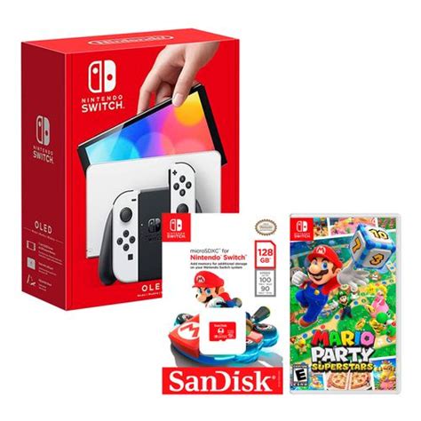 Consola Nintendo Switch Modelo Oled Blanco Mario Party Superstar Micro Sd 128 Gb Edicion