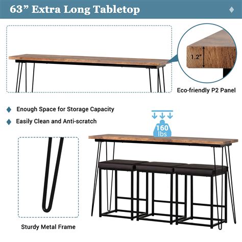 Buy P Purlove Piece Counter Height Table Set Pub Table Set With Long