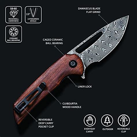 Civivi Odium Small Damascus Folding Knife Flipper Pocket Knife