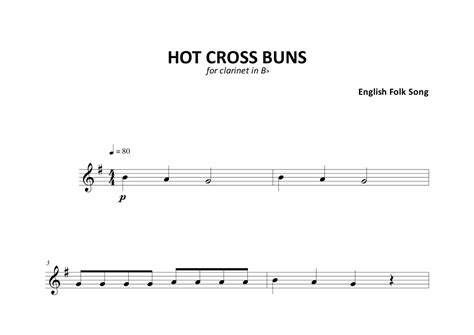 Hot Cross Buns arr André Machado by English Folk Song Sheet Music for Clarinet Solo at Sheet
