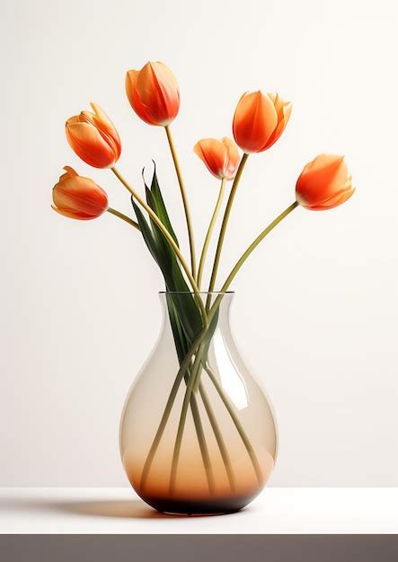 Premium Photo A Vase With Orange Flowers