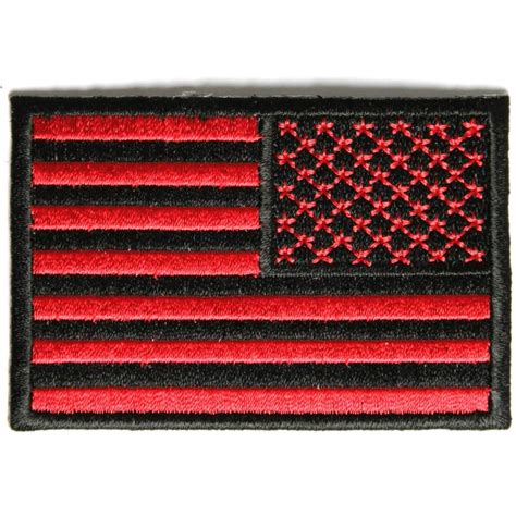 Reversed Red American Flag Embroidered Iron On Patch Embroidered