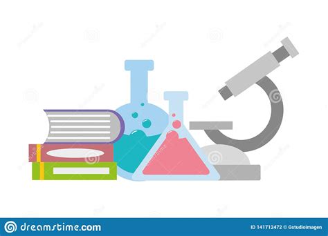 Ciencia Del Frasco De Los Libros Del Microscopio Ilustración del Vector