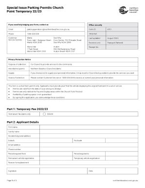 Fillable Online Special Issue Parking Permits Church Point Temporary 22