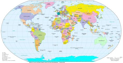 Carte du monde en 2023 avec les pays en couleur