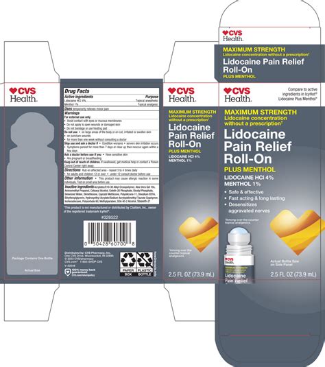 Dailymed Cvs Health Cold And Hot Roll On Lidocaine Menthol Cream