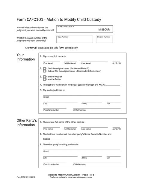 Free Fillable Custody Forms Printable Forms Free Online