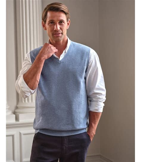 Denim Chambray Mens Cashmere Slipover Woolovers Uk