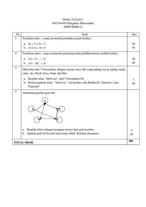 20232 Tugas 2 Mata4101 Edisi 2 Soal Tugas 2 Mata4101 Pengantar
