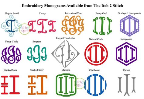 Embroidery Monogram Fonts | Sample Monograms from The Itch 2 Stitch