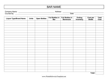 Bar Inventory Template