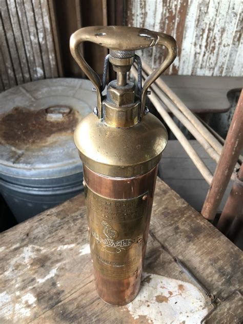 S Antique Nuswift J Blakeborough Sons Brass Fire Extinguisher