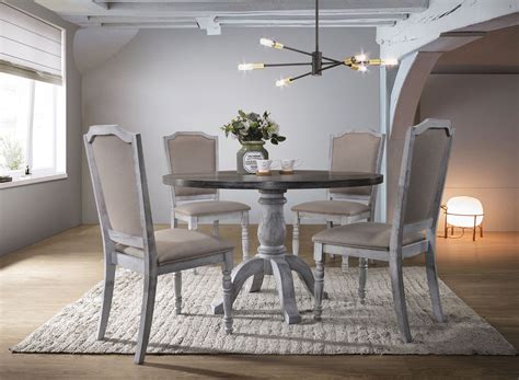 Best Master Furniture Karen Dining Table In Two Tone Antique Whitegrey