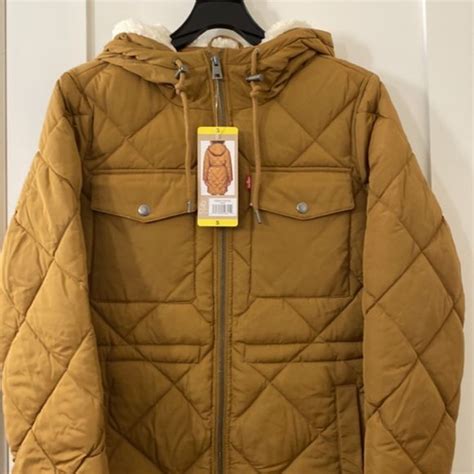 Levis Jackets And Coats Nwt Levis Quilted Parka Jacket With Plush Hood Tan Poshmark