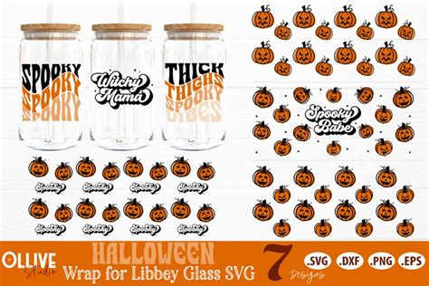 Halloween Retro Libbey Glass Wrap Svg Bundle Halloween Svg