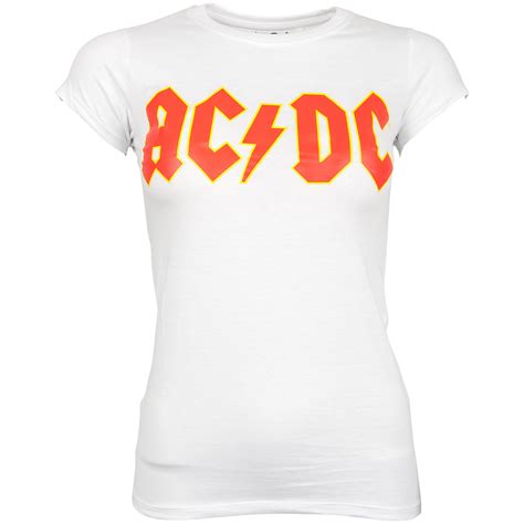 Ac Dc Damen T Shirt Logo Weiß Rocknshop