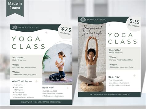 Yoga Flyer Template Fitness Flyer Yoga Template Editable Etsy