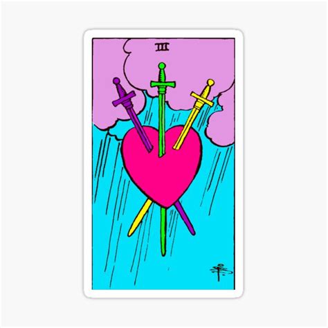 Three Of Swords Tarot Twisted Sticker For Sale By Phantastique Redbubble