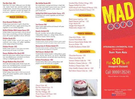 Menu At Mad Coffee Gurugram