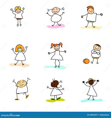 Hand drawing happy kids stock illustration. Illustration of power ...