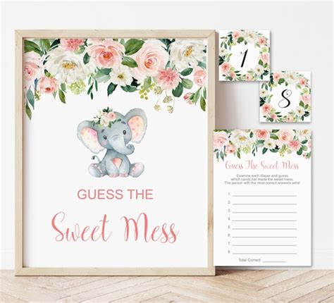 Elephant Guess The Sweet Mess Dirty Diaper Candy Bar Game Pink Elephant