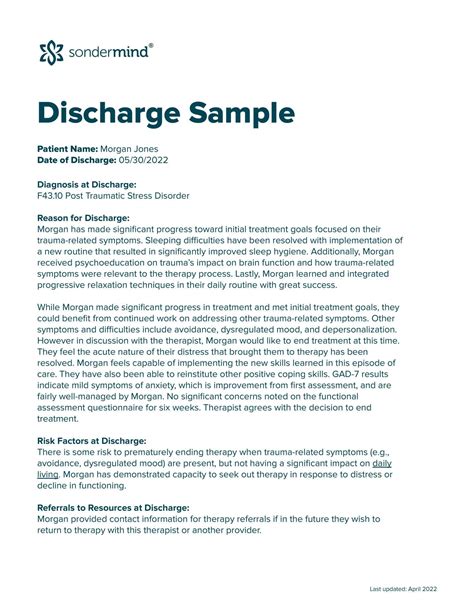 Free Printable Discharge Summary Templates [Word, PDF] / Mental Health