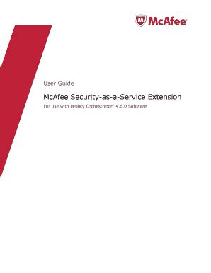 Fillable Online Mcafee Security As A Service Extension Version User