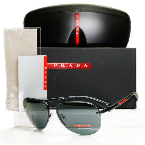 Authentic Prada Mens Sunglasses Black Pilot Sps M Bo A Rossa Red