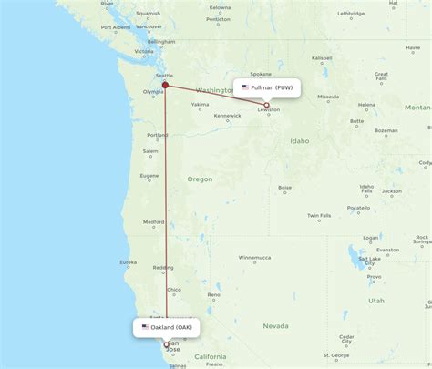 All Flight Routes From Pullman To Oakland Puw To Oak Flight Routes