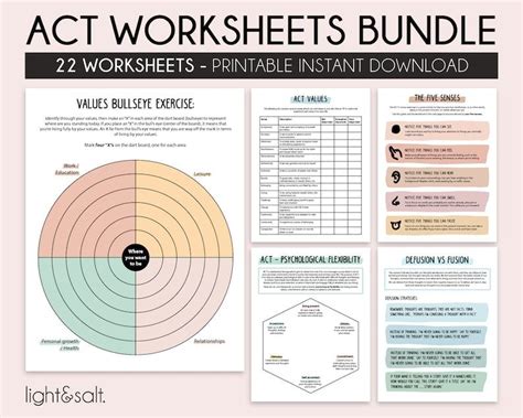 Acceptance And Commitment Therapy Act Worksheets Desain