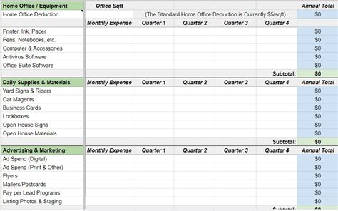 Real Estate Tax Deduction Sheet