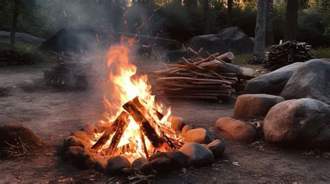 Camp Fire Is Burning In Woods Background Picture Of Camp Fire