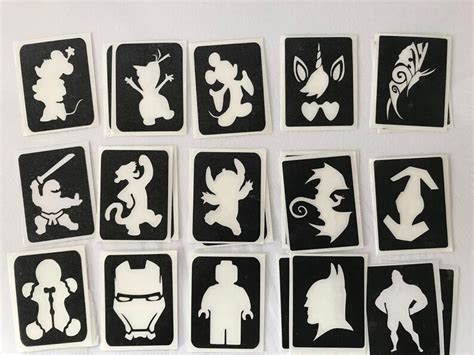 Glitter Tattoo Stencil Refill Packs 50 Large Stencils Etsy