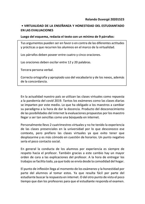 Texto Argumentativo Rolando Rolando Duverg Virtualidad De