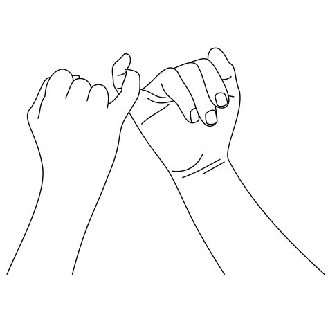 Illustration line drawing a hands making promise as a friendship ...