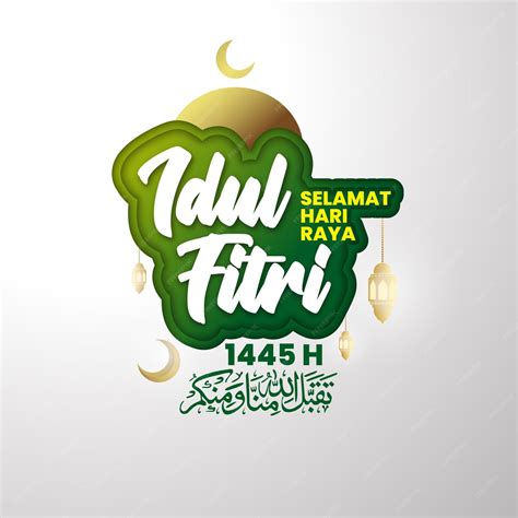 Premium Vector Selamat Hari Raya Vector Design Green Gradient Eid