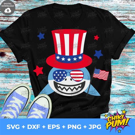 Patriotic Shark Svg Th Of July Svg American Flag Shark Svg Etsy