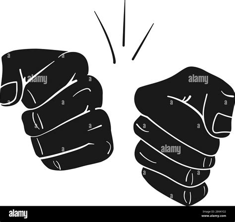 Two fists together for a fist bump gesture in vector silhouette ...