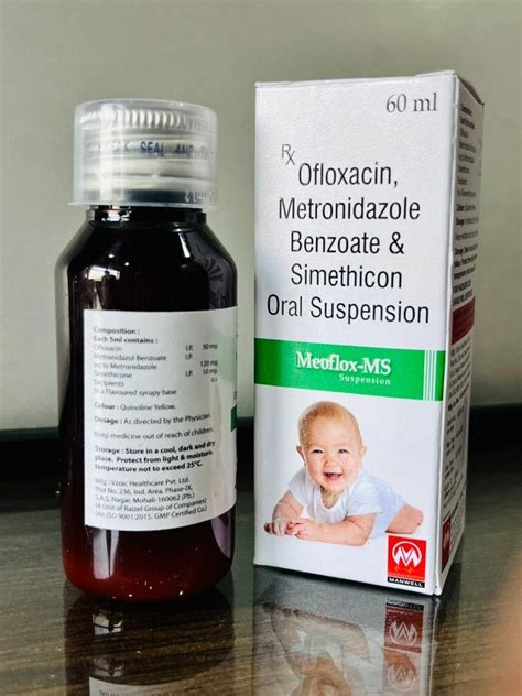 Meoflox Ms Ofloxacin 50 Metronidazole 120 Simethicone 10Mg 60 Ml At