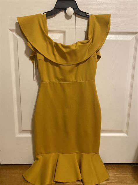 Lulus Mustard Yellow Off The Shoulder Dress Size Xs Gem