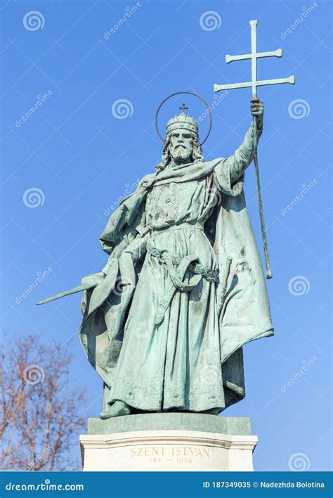 budapest hungary february   statue  saint istvan  hero