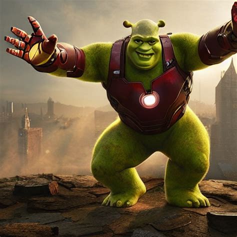 Krea Ai Shrek Iron Man Uhd Hyperrealistic Render K C