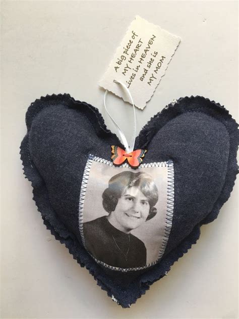 Photo Ornament Made From Loved One Shirt Keepsake Ornament Memory Heart